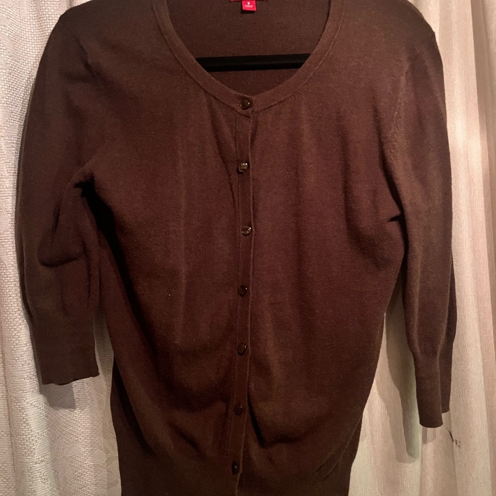 Merona Brown Button- Front Cardigan- Classic Essential- Size S - Picture 2 of 5
